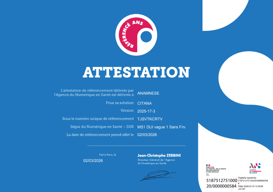 Attestation référencement SEGUR DUI ANAMNESE CITANA TJSVTKCRTV le 2026-03-02 Attestation référencement SEGUR DUI ANAMNESE CITANA TJSVTKCRTV le 2026-03-02