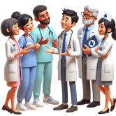 personnages-groupe-medecins-discutent-parlent