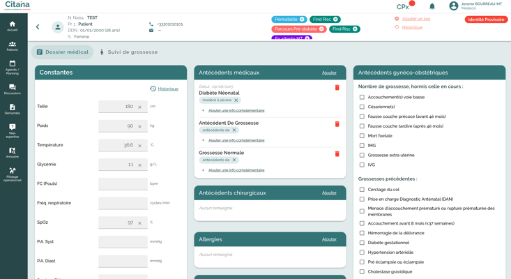 CITANA Dossier médical option suivi grossesse