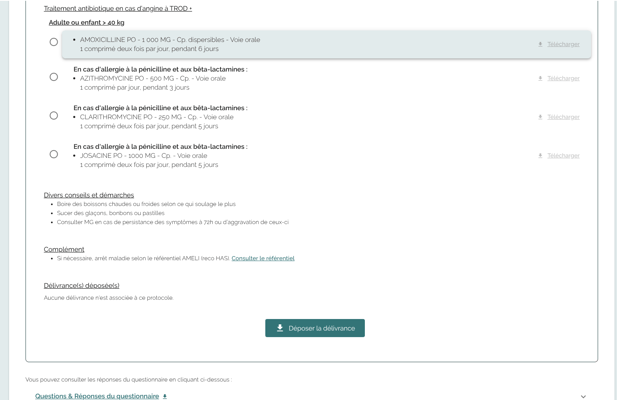 Le protocole ANGINE permet de faciliter l'accès aux soins en sécurisant la prise en charge par une infirmière ou un pharmacien. Ici choix du médicament.
