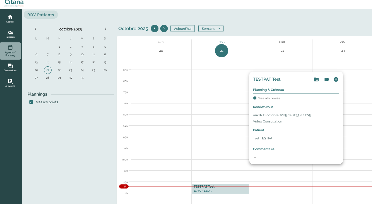 écran-Citana-lancement-teleconsultation-dans-agenda écran-Citana-lancement-teleconsultation-dans-agenda